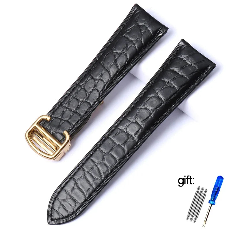 Men's and women's alligator leather bracelet, genuine leather watch strap, Cartier Solo, Precious London, black and brown, 16mm, 18mm, 20mm, 22mm, 24mm