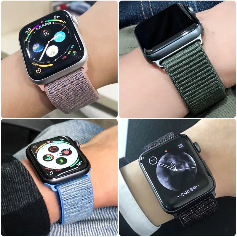 适用于 Apple Watch 46mm 44mm 45mm 40mm 41mm 42mm 的尼龙回环表带，适配 iWatch 系列 11 10 9 SE 8 7 6 5 4 Ultra 3 2 49mm