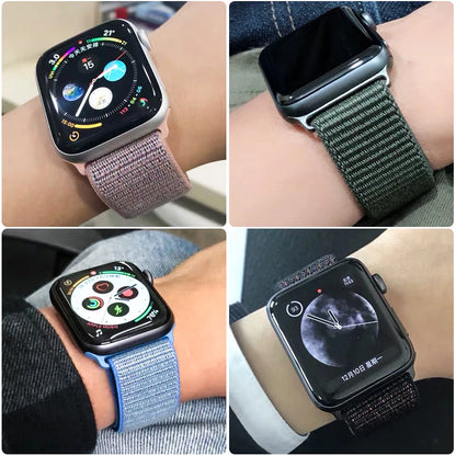适用于 Apple Watch 46mm 44mm 45mm 40mm 41mm 42mm 的尼龙回环表带，适配 iWatch 系列 11 10 9 SE 8 7 6 5 4 Ultra 3 2 49mm