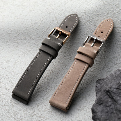 Bracciale fatto a mano in pelle smerigliata, 18 19 20 22MM, marrone grigio morbido, cinturino vintage in pelle bovina di primo strato, adatto per bracciale di orologio antico