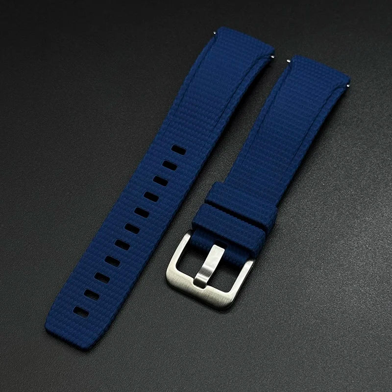 Cinturino in gomma FKM curvo a sgancio rapido per Omega Seamaster, Rolex, Seiko, Longines, Tissot, 20 mm, 21/22 mm