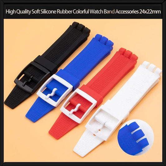 Accessori per cinturini per orologi in gomma di silicone morbida di alta qualità, colorati, per cinturino Swatch 24x22mm, per fibbia IRONY SCUBA 200