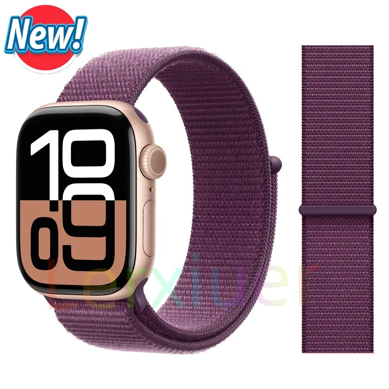 适用于 Apple Watch 46mm 44mm 45mm 40mm 41mm 42mm 的尼龙回环表带，适配 iWatch 系列 11 10 9 SE 8 7 6 5 4 Ultra 3 2 49mm