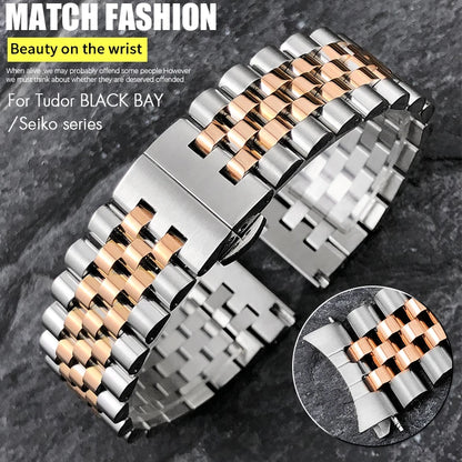Bracelet de montre en acier inoxydable à extrémités courbes de 18 mm, 19 mm, 20 mm, 21 mm, 22 mm pour Tudor Black Bay GMT SEIKO 5 SKX, outils de montage inclus