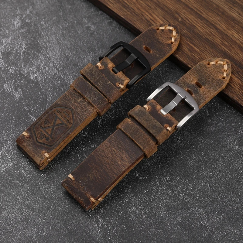 Handmade First Layer Cowhide Watch Strap, 20 22 23 24 26MM, Brown Padded, for PAM111 441, Soft Men's Bracelet