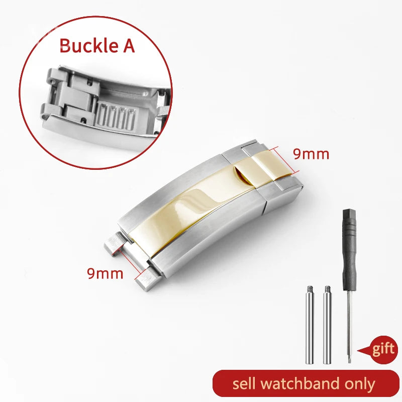 Original folding clasp in 904L stainless steel, for Rolex watch, frosted brushed silver, new Version Submariner 9x9 9x16mm