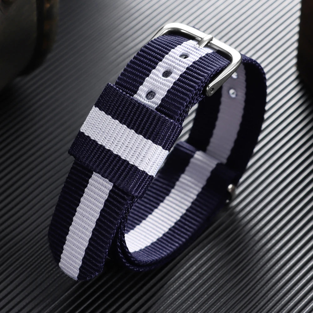 Bracelet de montre en nylon 16/18/20 mm, bracelet universel en toile pour homme et femme, bracelet tissé en une seule pièce