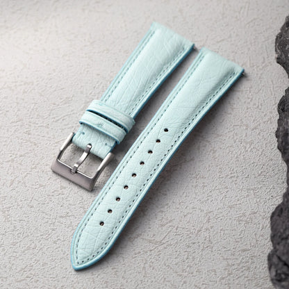 Premium Ostrich Leather Strap, Quick Release 18 19 20 22MM, Soft Retro Ice Blue Bracelet, Suitable for Antique Watch Bracelet