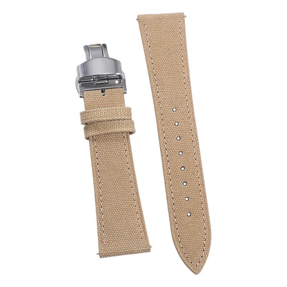 Bracelet de montre en toile haute densité 20 mm 22 mm, bracelet de montre rétro en cuir et tissu avec boucle papillon à dégagement rapide
