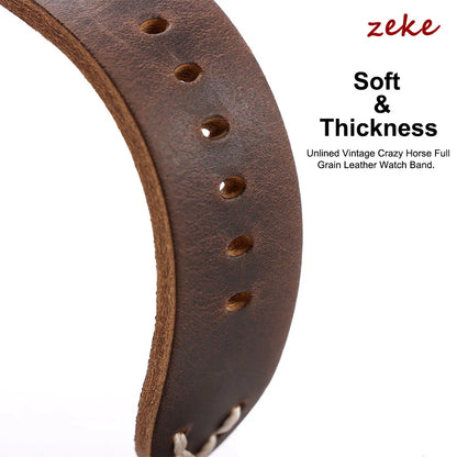 Hand-stitched cowhide leather watch strap, vintage business style, 18mm, 20mm, 22mm, 24mm, 26mm, soft leather strap for men