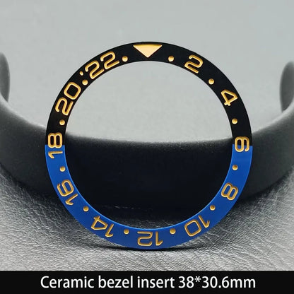 38mm x 30.6mm Sloped Ceramic Bezel GMT and Diving Watch Insert for 40mm Men's Watch Replacement Watch Bezel Inserts