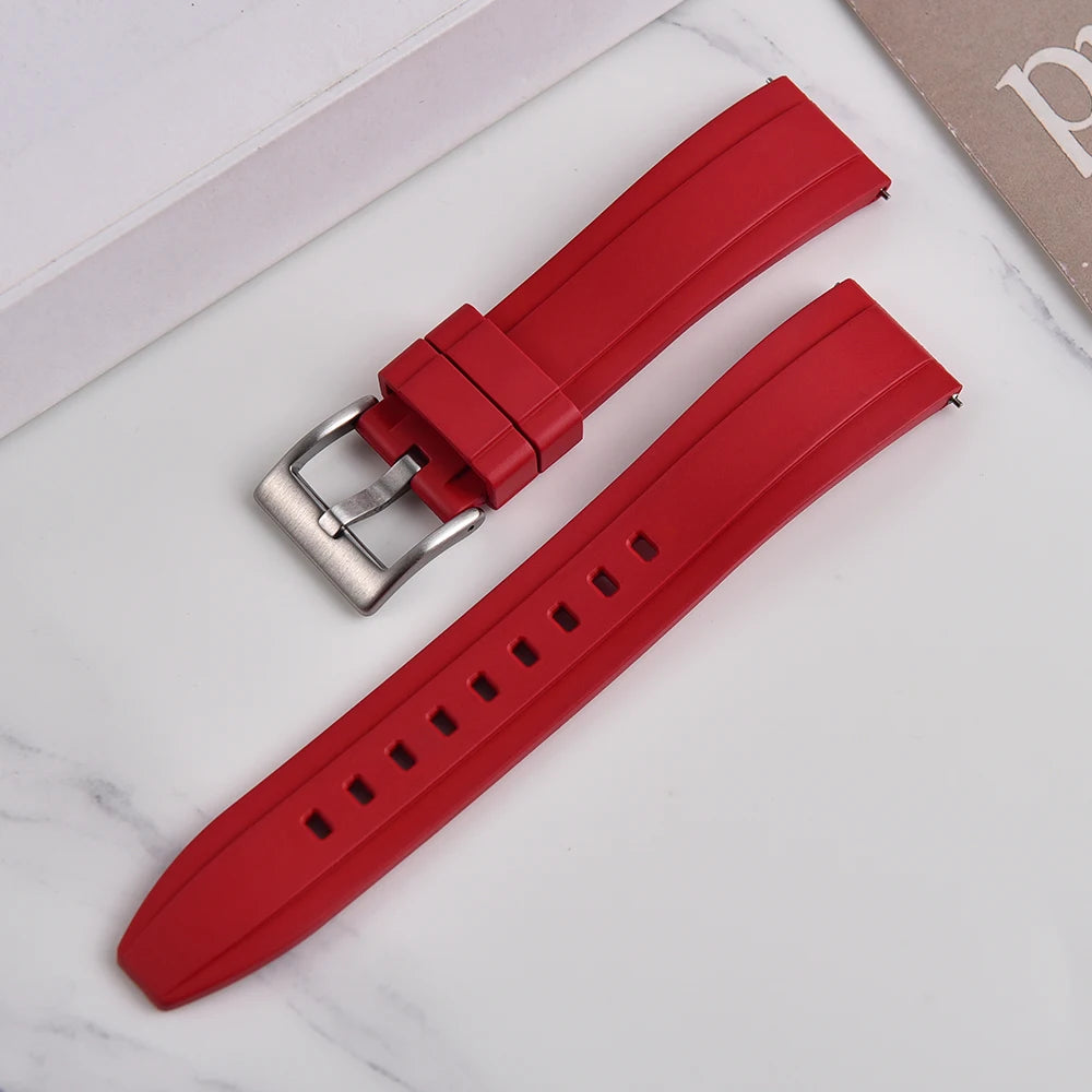 Nouveau Design bracelets de montre en caoutchouc FKM avion à extrémité droite 18mm 20mm 22mm 24mm bracelets de montre unisexe souples de plongée étanche à dégagement rapide