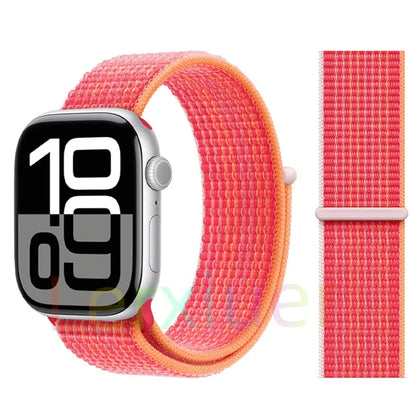 适用于 Apple Watch 46mm 44mm 45mm 40mm 41mm 42mm 的尼龙回环表带，适配 iWatch 系列 11 10 9 SE 8 7 6 5 4 Ultra 3 2 49mm