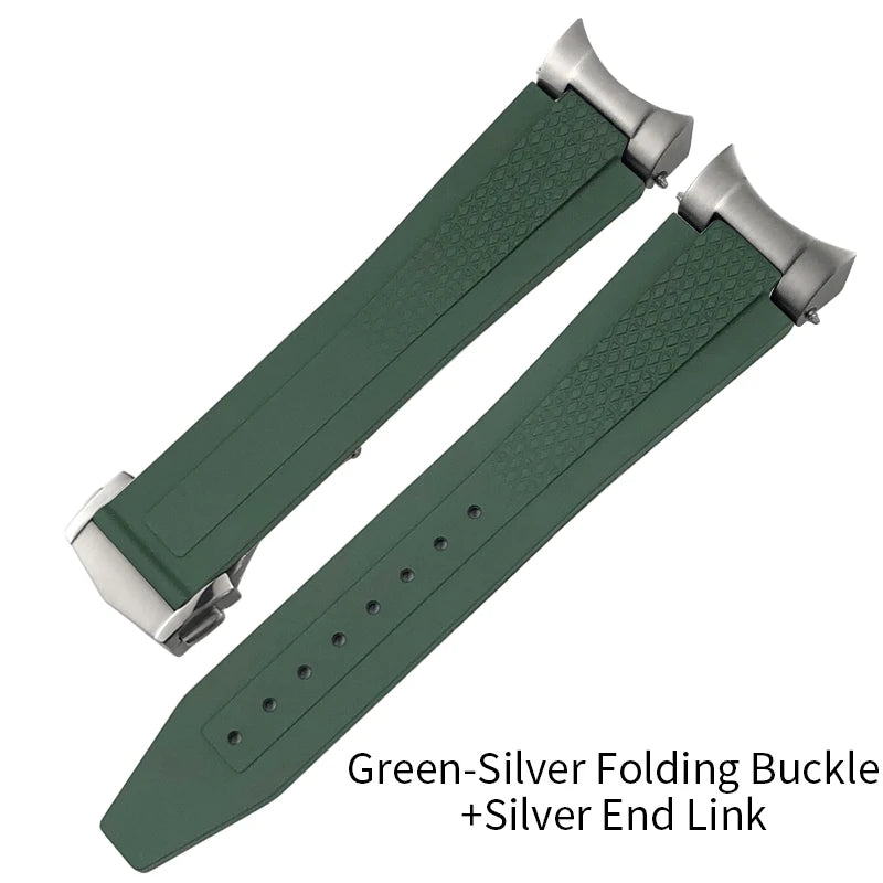 Nuovo cinturino per orologio in morbida gomma naturale FKM con estremità metalliche curve da 22 mm per Tudor 41 mm Black Bay, chiusura deployante, cinturino da uomo