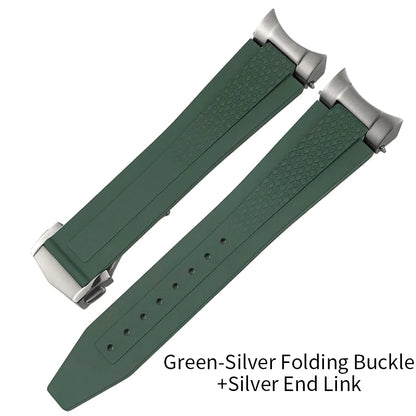 Nuovo cinturino per orologio in morbida gomma naturale FKM con estremità metalliche curve da 22 mm per Tudor 41 mm Black Bay, chiusura deployante, cinturino da uomo