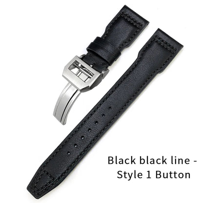 Bracelet de montre en cuir véritable de vache épais, 20mm 21mm 22mm, pour montres IWC Big Pilot IW3777 IW3270 IW3881 IW5009