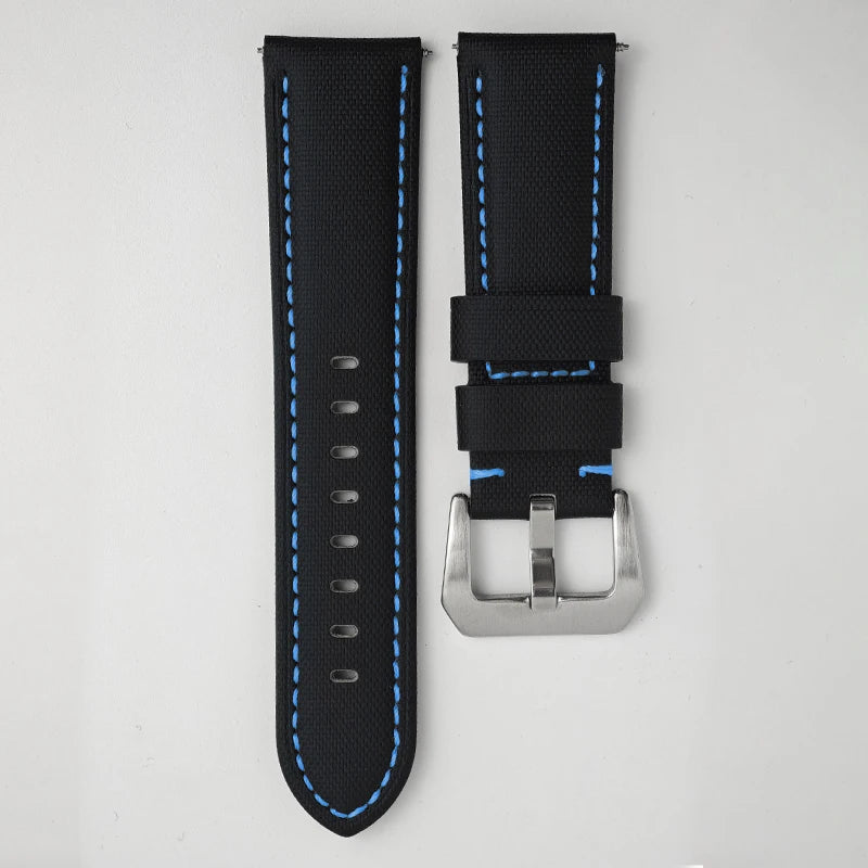 Bracelet de montre en toile et Nylon pour hommes, 22mm 24mm 26mm, pour Panerai LUMINOR DUE 1950 SUBMERSIBLE PAM bleu vert noir, en cuir de vache souple