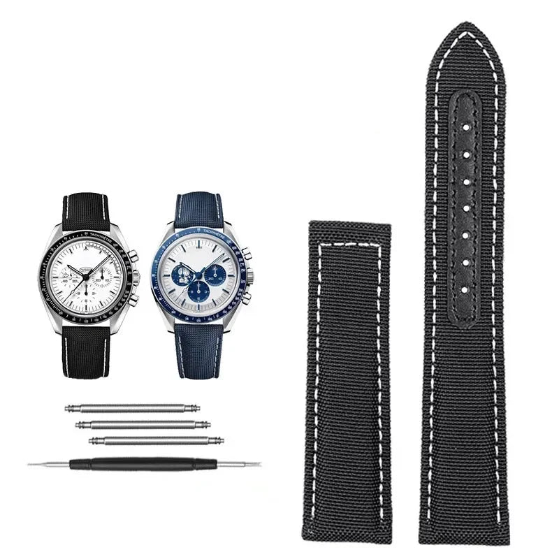 Bracelets de montre en toile et Nylon, 19mm 20mm, pour Omega Seamaster 300 Speedmaster AT150 Omega Speedmaster Slubby série 310.32, bracelet en Nylon