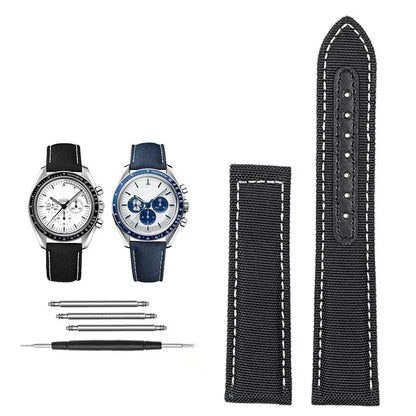 Bracelets de montre en toile et Nylon, 19mm 20mm, pour Omega Seamaster 300 Speedmaster AT150 Omega Speedmaster Slubby série 310.32, bracelet en Nylon