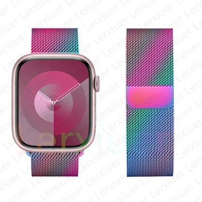 Boucle milanaise pour Bracelet de montre Apple 46mm 44mm 45mm 40mm 42mm 41mm 38mm 49mm Bracelet iWatch série 10 Ultra 2 9 8 SE 7 6 5 bandes