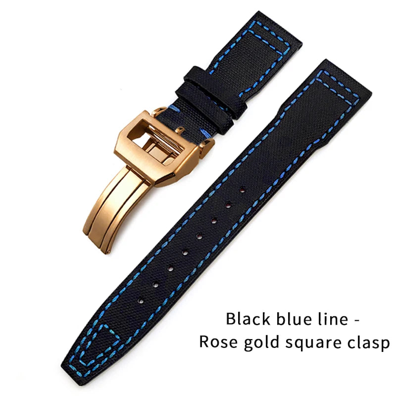 Bracelet de montre en cuir de Nylon 20mm 21mm 22mm pour montres IWC Big Pilot PORTOFINO IW3777 bracelet de montre en cuir de vache bleu vert noir rouge