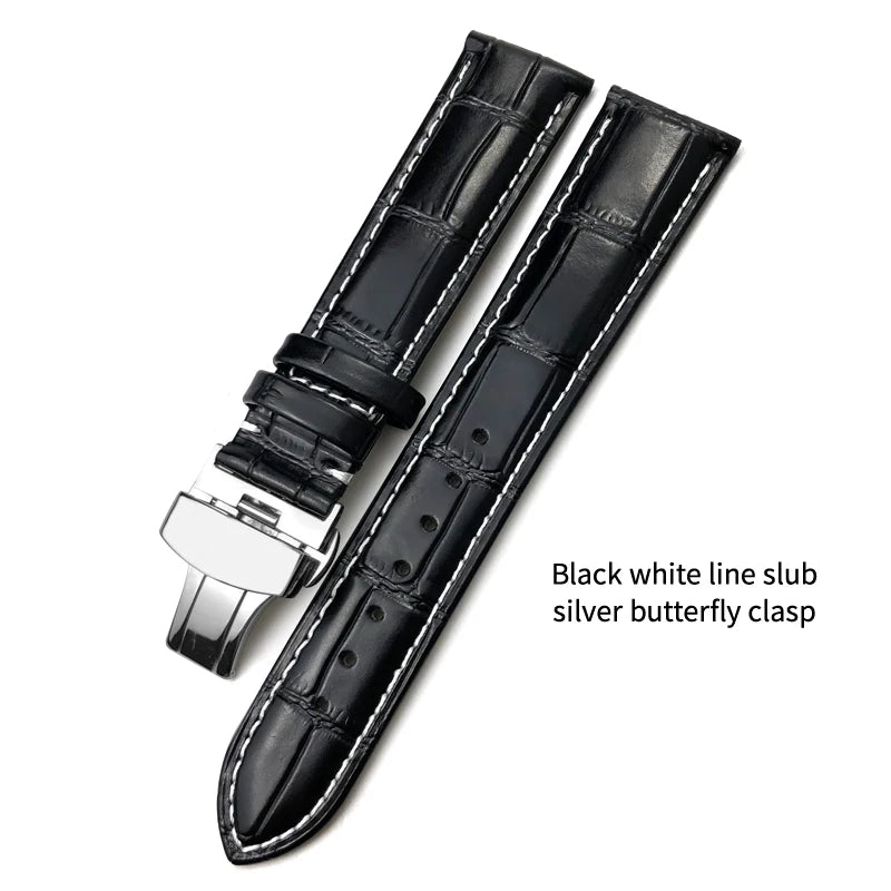 Bracelet de montre en cuir véritable pour Omega Tissot Longines, bracelet en cuir de vachette, fermoir papillon O SEIKO, acity, 14mm, 16mm, 18mm, 19mm, 20mm, 21mm, 22mm