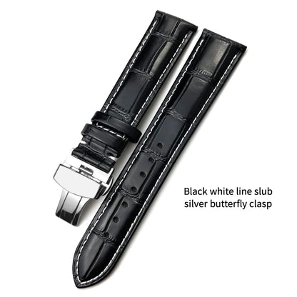 Bracelet de montre en cuir véritable pour Omega Tissot Longines, bracelet en cuir de vachette, fermoir papillon O SEIKO, acity, 14mm, 16mm, 18mm, 19mm, 20mm, 21mm, 22mm