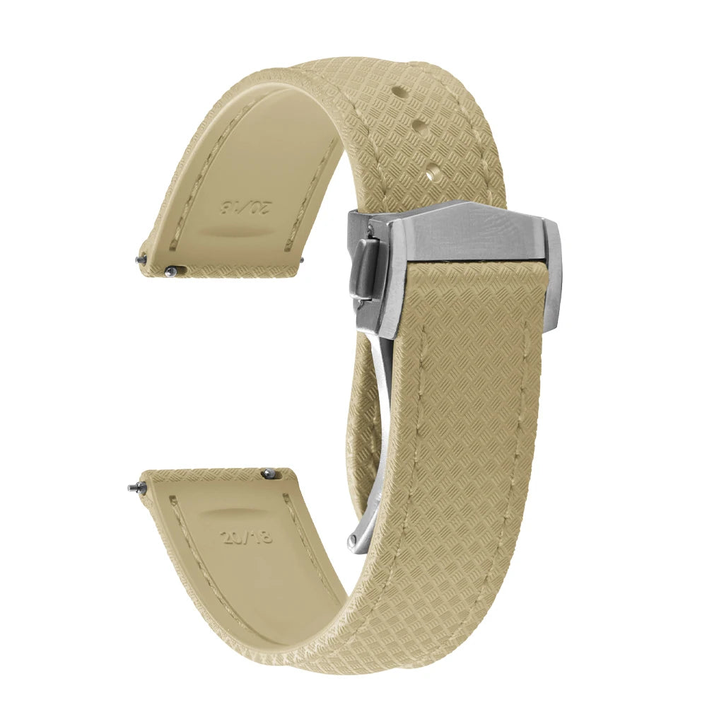 FKM Waterproof Rubber Watch Band Quick Release Deployment Clasp Straps 20mm 22mm Universal Watch Bracelet