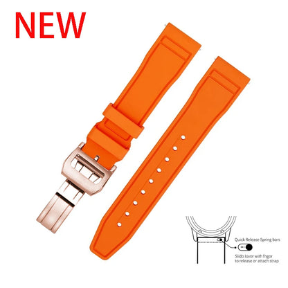 20mm 21mm 22mm Premium FKM Fluoro Rubber Watch Straps FPM Butterfly Buckle Quick Release Watch Bands for I-WC Watch Bands