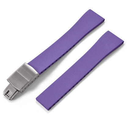 New CTS Fluororubber FKM Watch Straps 16mm 18mm 19mm 20mm 21mm 22mm Cut-to-Size Quick Release Butterfly Silver Buckle Watch Straps