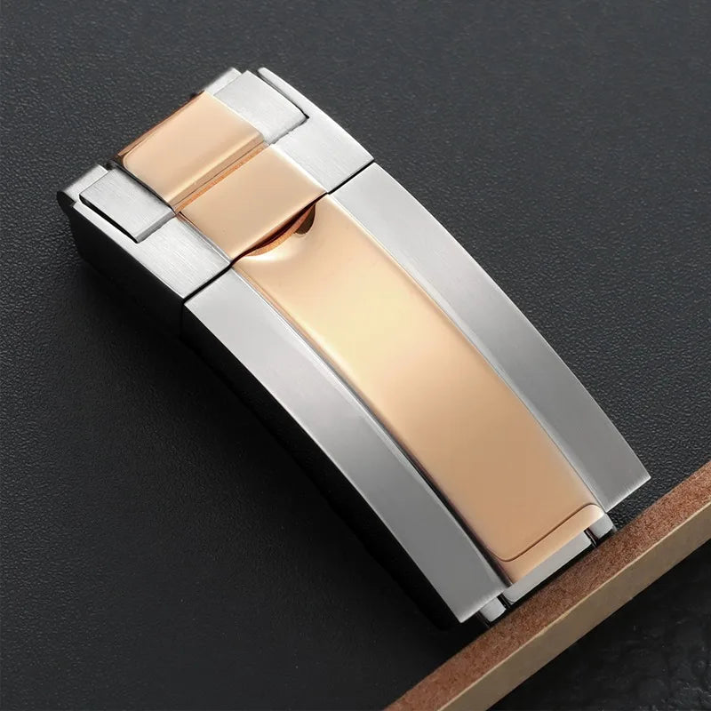 For Rolex Submariner Oysterflex Daytona GMT 9mm 16mm Stainless Steel Double Security Folding Watch Buckle Clasps Solid Watch Button