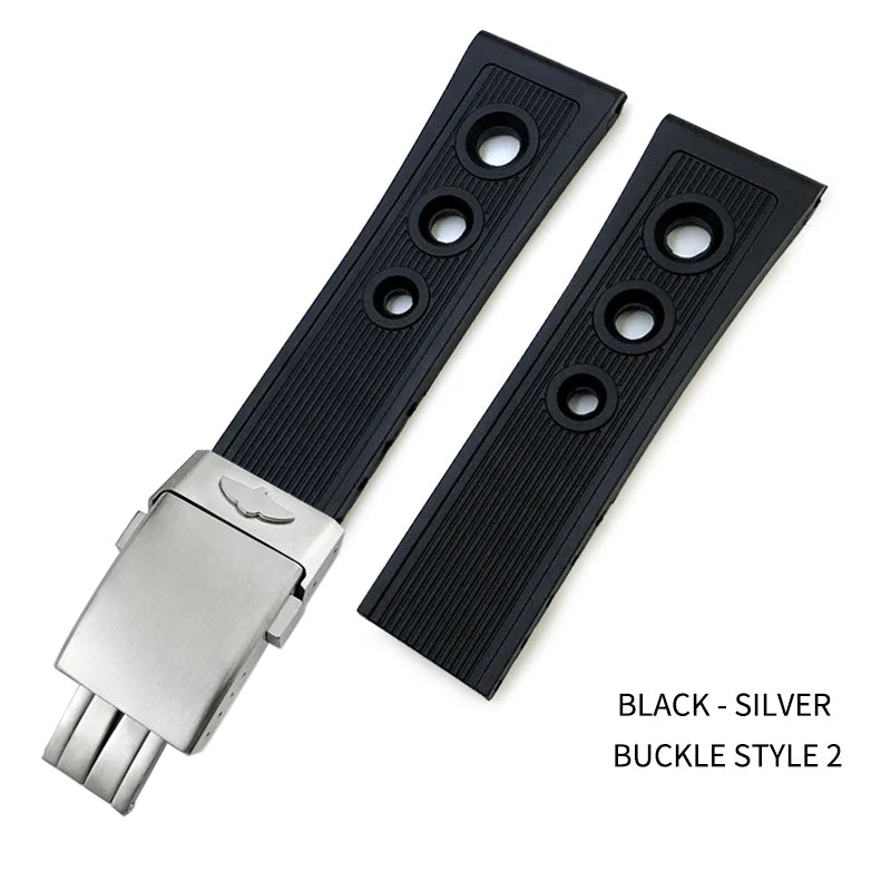 Bracelet de montre en caoutchouc de Silicone, 19mm 20mm 21mm 22mm 23mm 24mm, adapté au bracelet de montre Breitling Avenger Heritage Superocean Tudor Longines