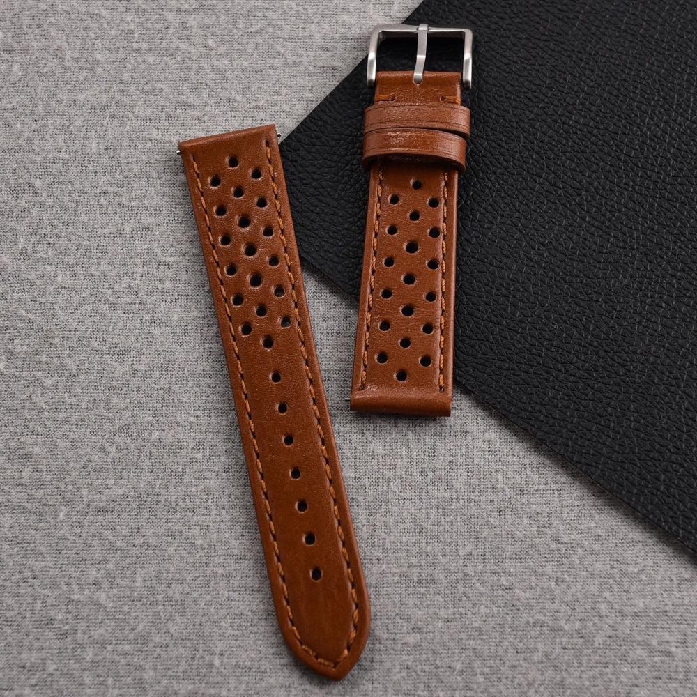 Bracelet en cuir respirant hommes femmes universel en peau de vache Bracelet de montre affaires Bracelet Sport Bracelet accessoires 18mm 20mm 22mm