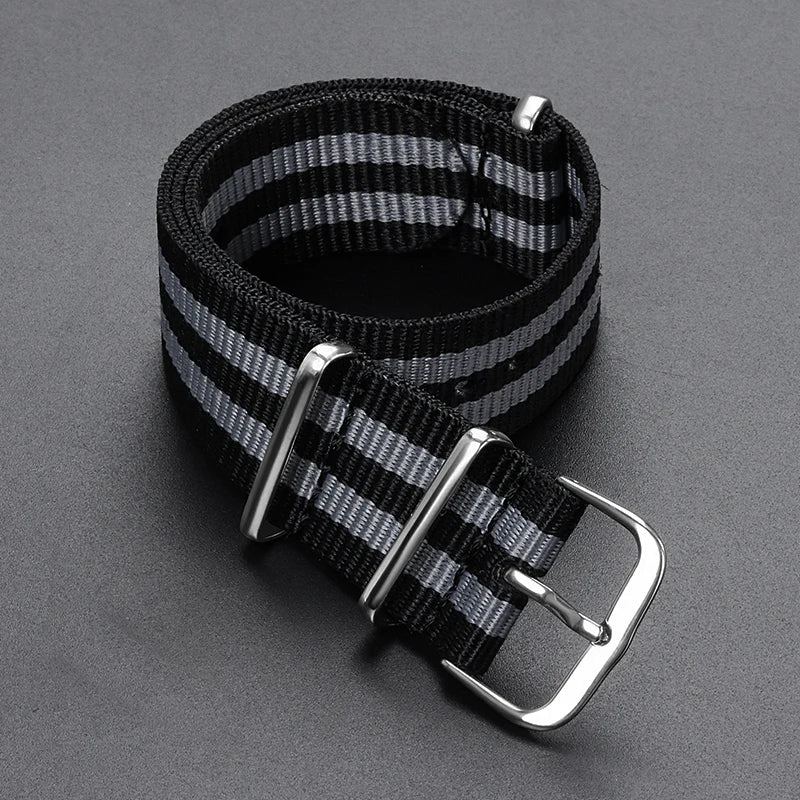 Cinturino per orologio in nylon intrecciato passante singolo da 14 mm, 16 mm, 18 mm, 20 mm, 22 mm, in tela, per uomo e donna, stile militare e sportivo