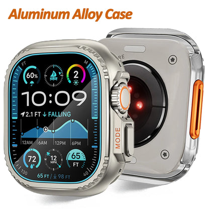 Boîtier métallique pour Apple Watch Ultra 3/2 49mm 11 10 46mm 9 8 7 45mm, protecteur en alliage d'aluminium pour Iwatch SE 44mm, couvercle de pare-chocs robuste