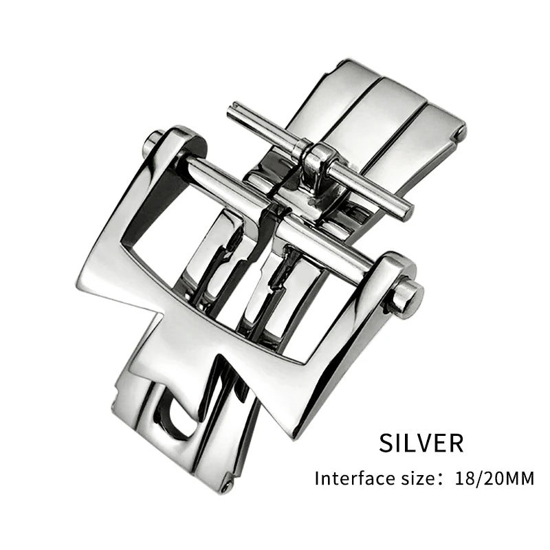 Boucle pliante en acier inoxydable, boucle de montre papillon 18mm 20mm pour bracelet de montre en cuir Vacheron Constantin, accessoires de montre