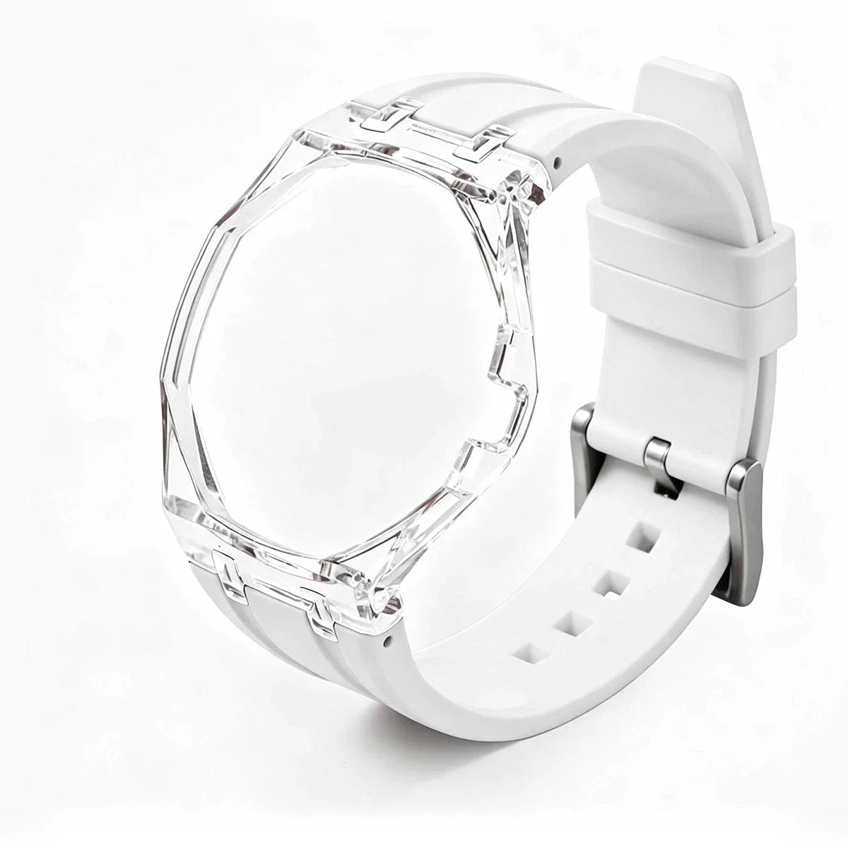 Cassa in plastica trasparente Glacier + cinturino in silicone per orologio da taschino AP X Swatch Royal Pop, trasformatore da orologio da taschino a cinturino in caucciù