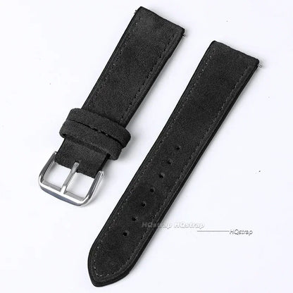 Bracelet de montre en cuir véritable suédé pour Seiko, Vintage, couture faite à la main, pour Rolex 18mm 19mm 20mm 22mm 24mm