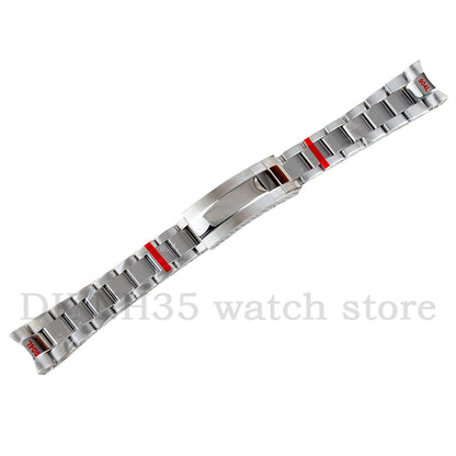 Solid stainless steel watch bracelet, 316L silver, 20mm, folding clasp, suitable for Sub Log NH35 NH36 watch cases, Presidential/Oyster bracelet