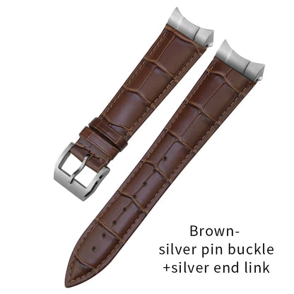 Curved End Genuine Leather Watch Strap, Crocodile Pattern Cowhide Metal Link for Tudor Black Bay 1958 20mm 22mm, Watch Band Tools