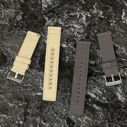Quick-release nylon canvas watch strap, 18mm 19mm 20mm 22mm, brushed buckle, smartwatch accessories
