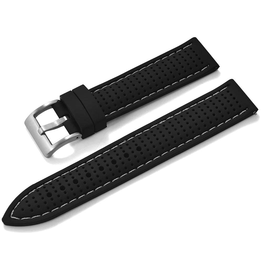 Bracelet de montre sport en silicone à dégagement rapide - Bracelet en caoutchouc souple respirant et imperméable, ajustement universel 18 mm 20 mm 22 mm pour hommes et femmes