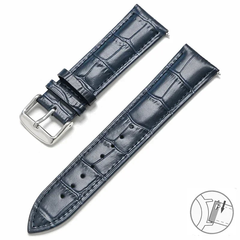 Bracelet en cuir véritable de vache pour Seiko Tissot, bracelet de montre universel à dégagement rapide 12 13 14 15 16 17 18 19 20 21 22 23 24 26mm