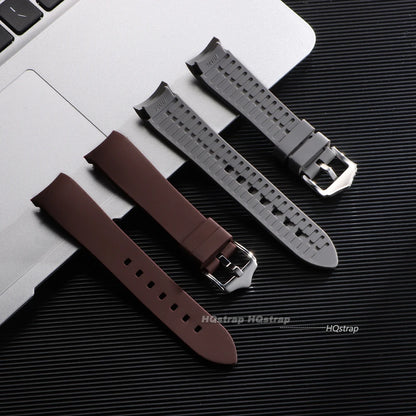Bracelet en caoutchouc à extrémité incurvée, 20mm 22mm, en Silicone, pour Seiko, Bracelet de Sport étanche pour Rolex, haute qualité