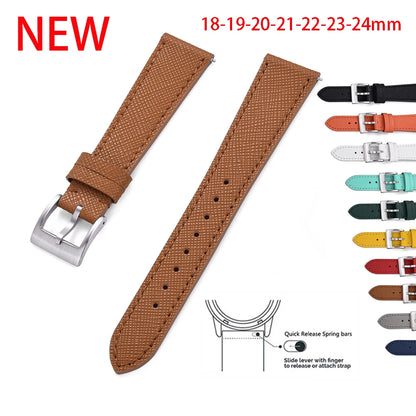 Bracelet de montre en cuir vintage cousu, 18mm, 19mm, 20mm, 21mm, 22mm, 23mm, 24mm, à dégagement rapide, rétro, durable, bracelets de remplacement