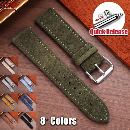 Vintage Suede and Cowhide Watch Strap, 18mm 19mm 20mm 22mm, Quick Release Watch Band for Men and Women, Universal Strap