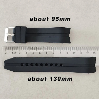 Curved end silicone watch band, 22mm 24mm 26mm, soft rubber dive watch band, waterproof, universal replacement strap