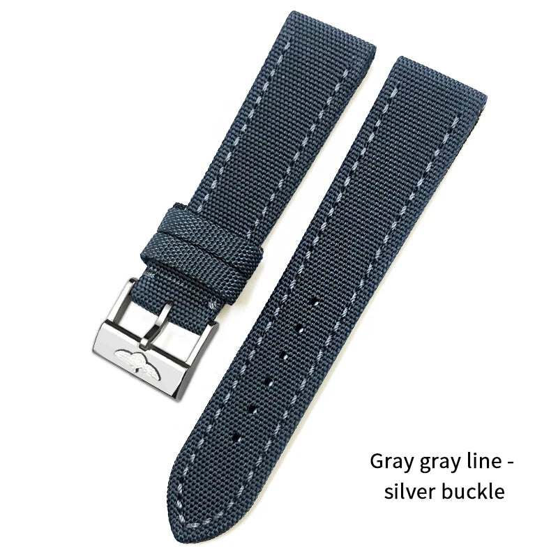 Nylon Canvas Watch Strap, 22mm, for Breitling HMGER Challenger, black, green, gray, yellow, high quality