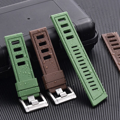 New heavy duty FKM watch strap 20mm 22mm quick release waterproof fluoro rubber watch band 5mm thick unisex suitable for dive sport watch