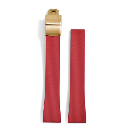 Bracelet de montre en caoutchouc FKM 20mm Style Delugs boucle papillon en argent découpée